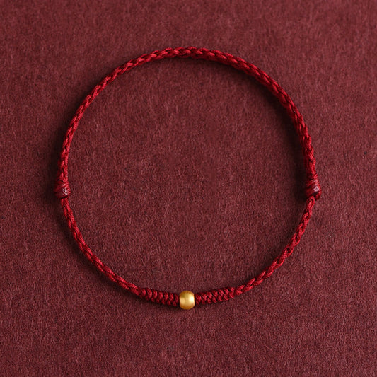 999 Gold One Mini Bead Design Handmade Strength Braided Rope Bracelet Anklet