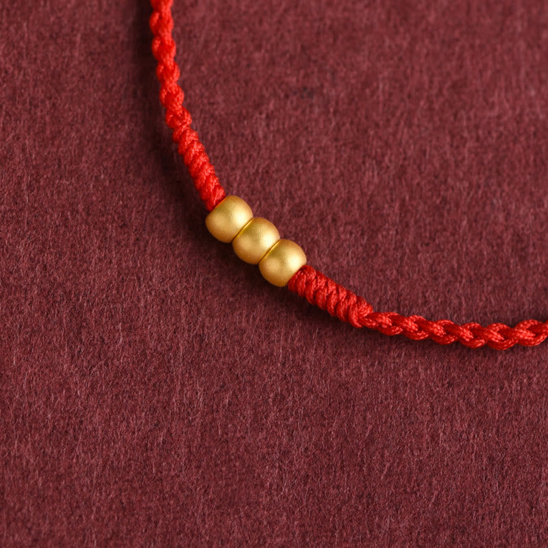 999 Gold Mini Three Beads Design Handmade Luck Rope Bracelet Anklet