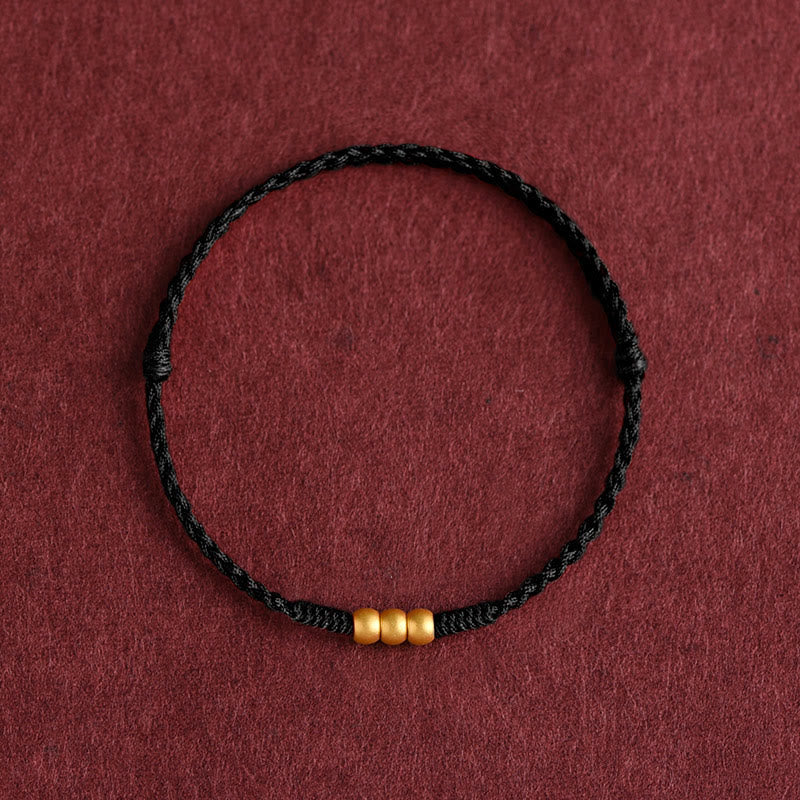 999 Gold Mini Three Beads Design Handmade Luck Rope Bracelet Anklet