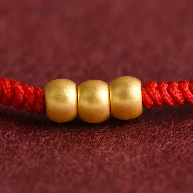 999 Gold Mini Three Beads Design Handmade Luck Rope Bracelet Anklet