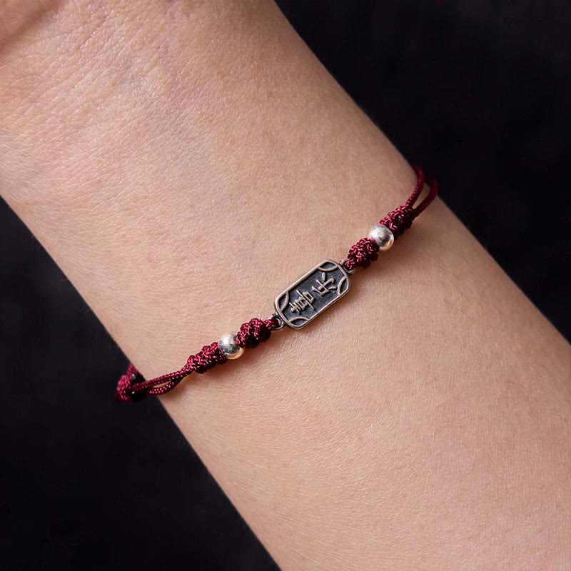Handmade 925 Sterling Silver Peace And Joy Safe Well Protection Braided Bracelet