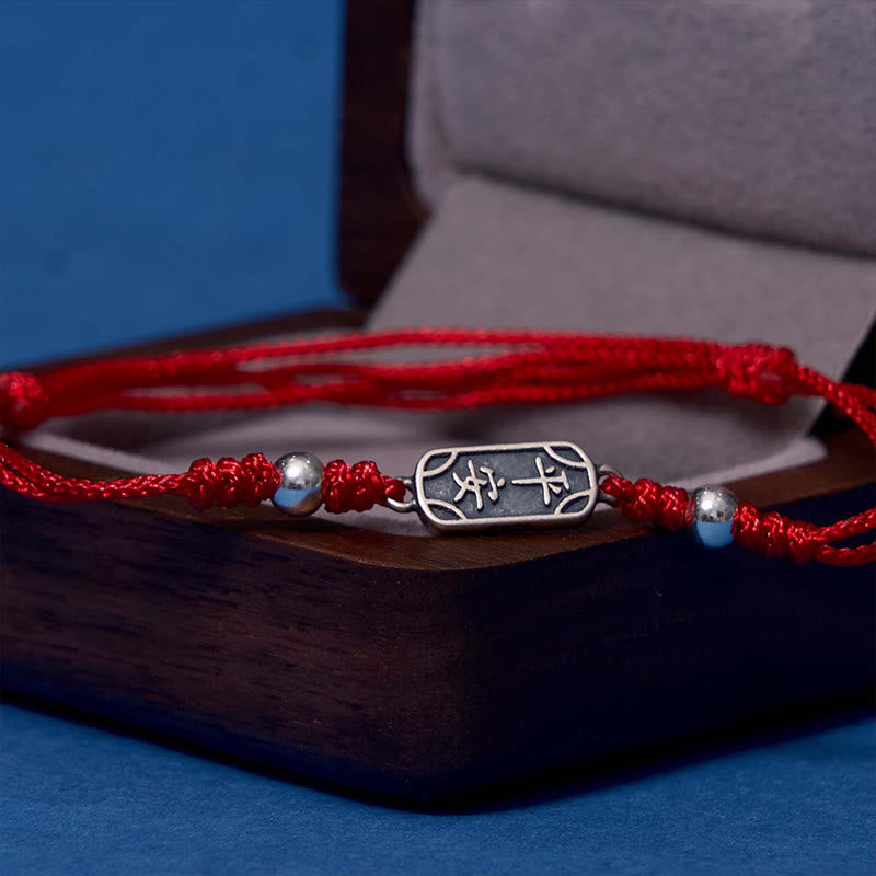 Handmade 925 Sterling Silver Peace And Joy Safe Well Protection Braided Bracelet