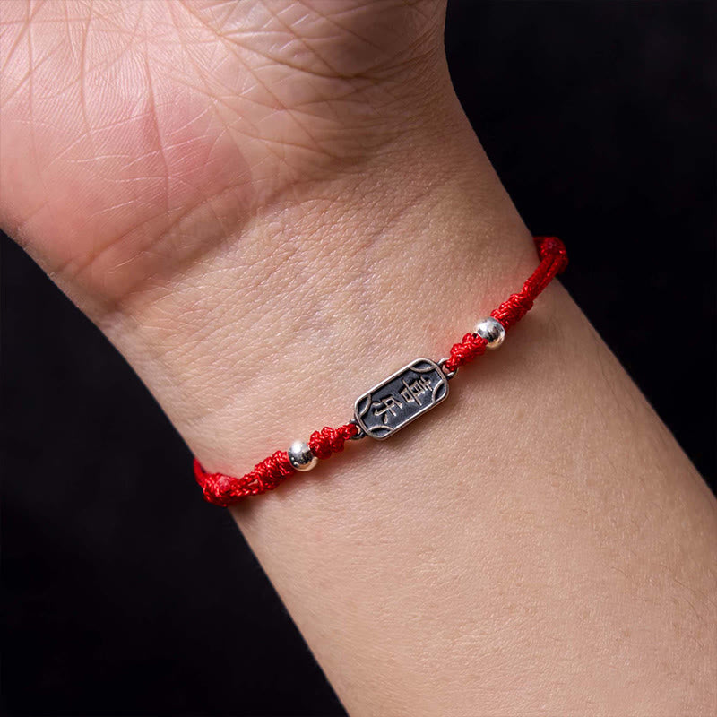Handmade 925 Sterling Silver Peace And Joy Safe Well Protection Braided Bracelet
