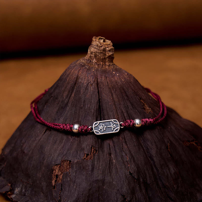 Handmade 925 Sterling Silver Peace And Joy Safe Well Protection Braided Bracelet