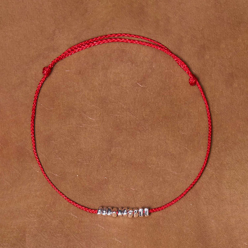 Handmade 925 Sterling Silver Small Pieces Protection Braided Ultra-Thin Rope Bracelet