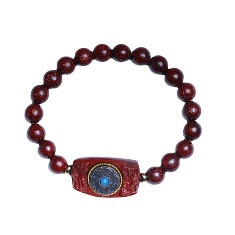 Small Leaf Red Sandalwood Green Sandalwood Six True Words Peace Bracelet