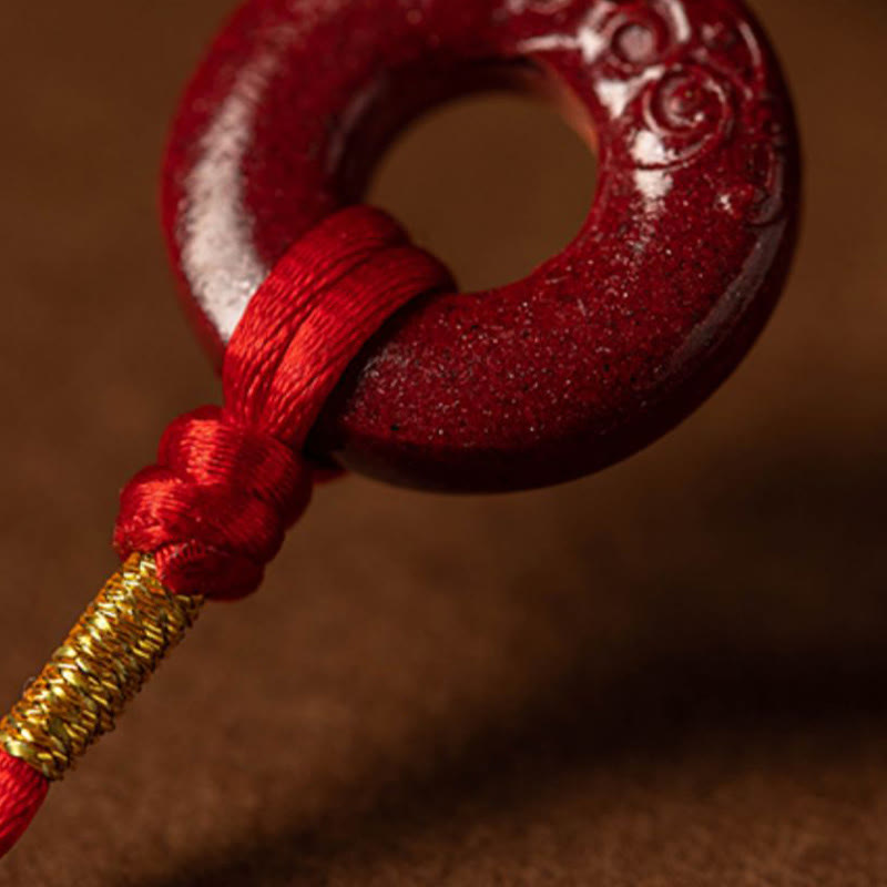 Natural Cinnabar Peace Buckle Blessing Red String Belly Chain