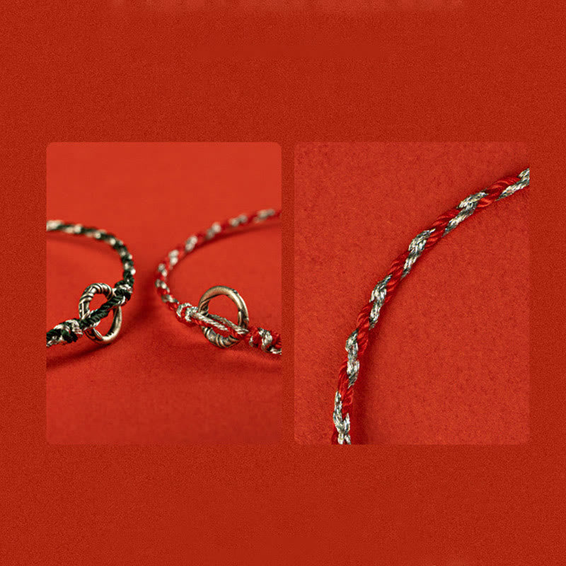 925 Sterling Silver Peace Buckle Luck String Bracelet