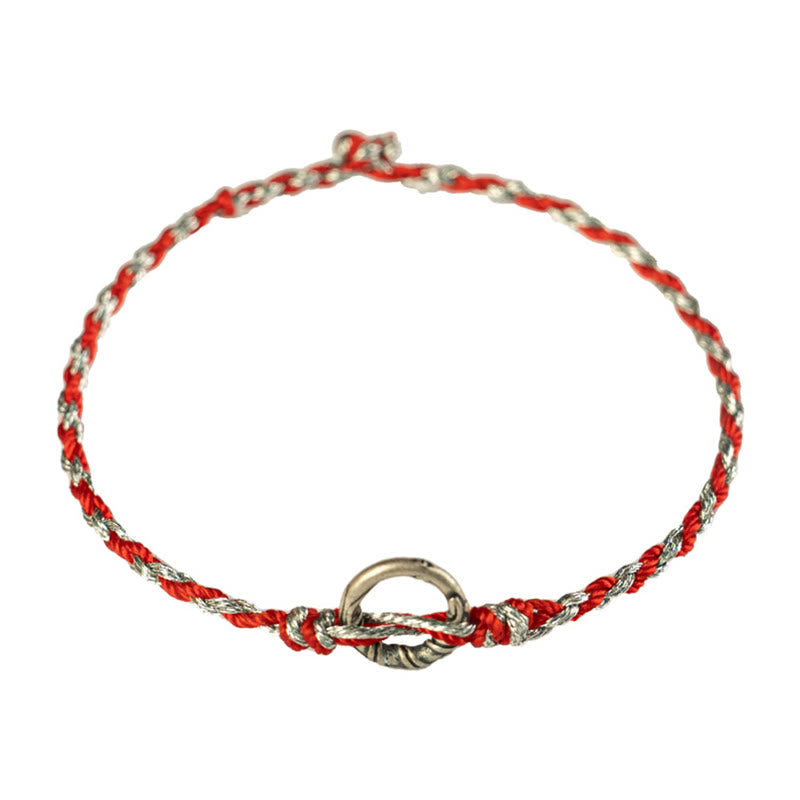 925 Sterling Silver Peace Buckle Luck String Bracelet
