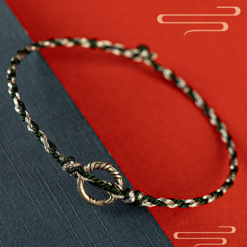 925 Sterling Silver Peace Buckle Luck String Bracelet