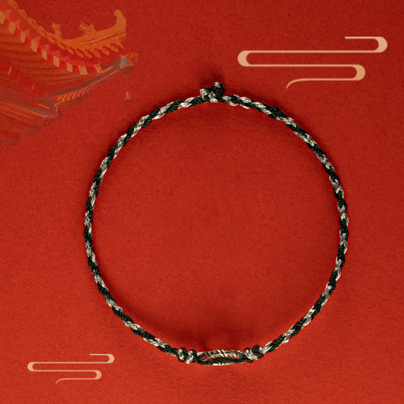 925 Sterling Silver Peace Buckle Luck String Bracelet