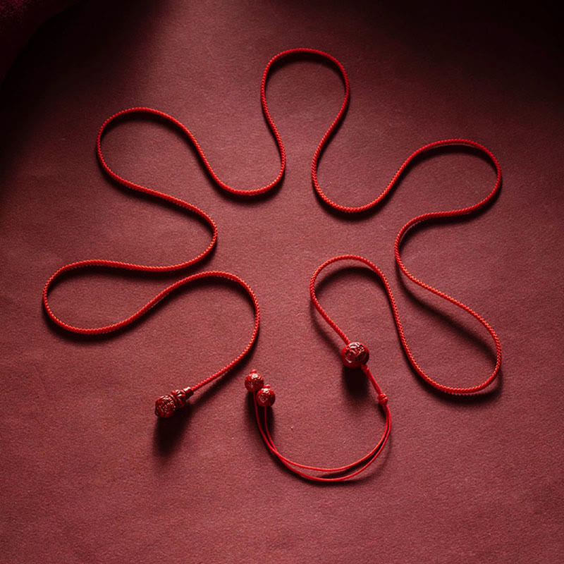 Natural Cinnabar Chinese Zodiac Gourd Calm Blessing Red String Belly Chain
