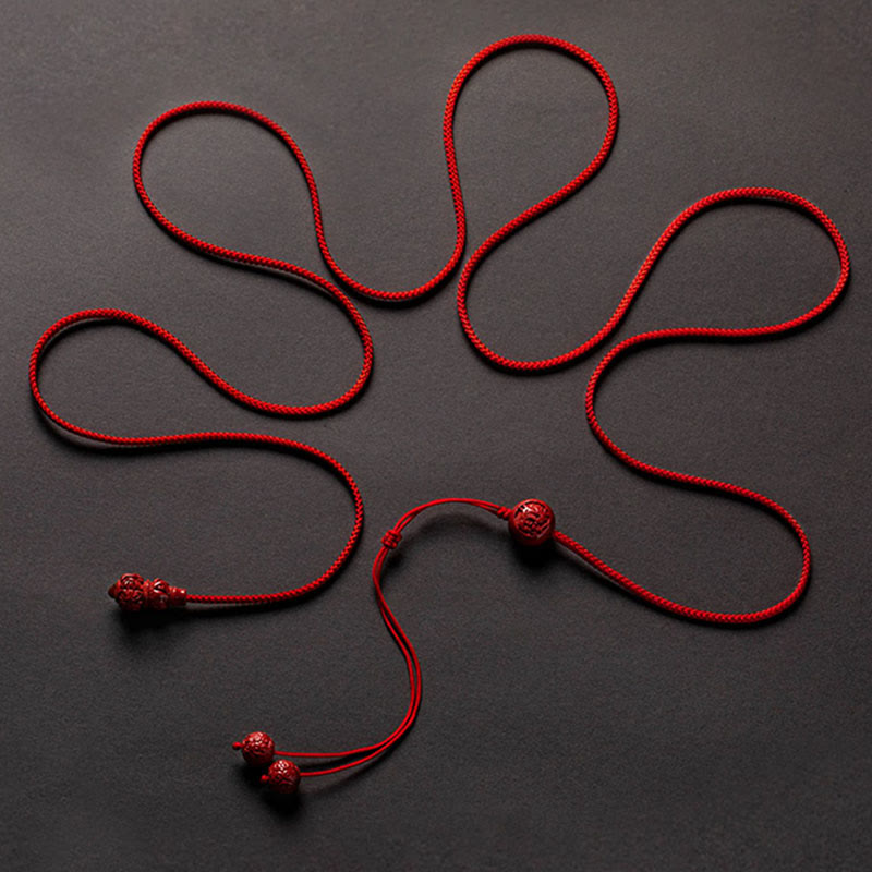 Natural Cinnabar Chinese Zodiac Gourd Calm Blessing Red String Belly Chain