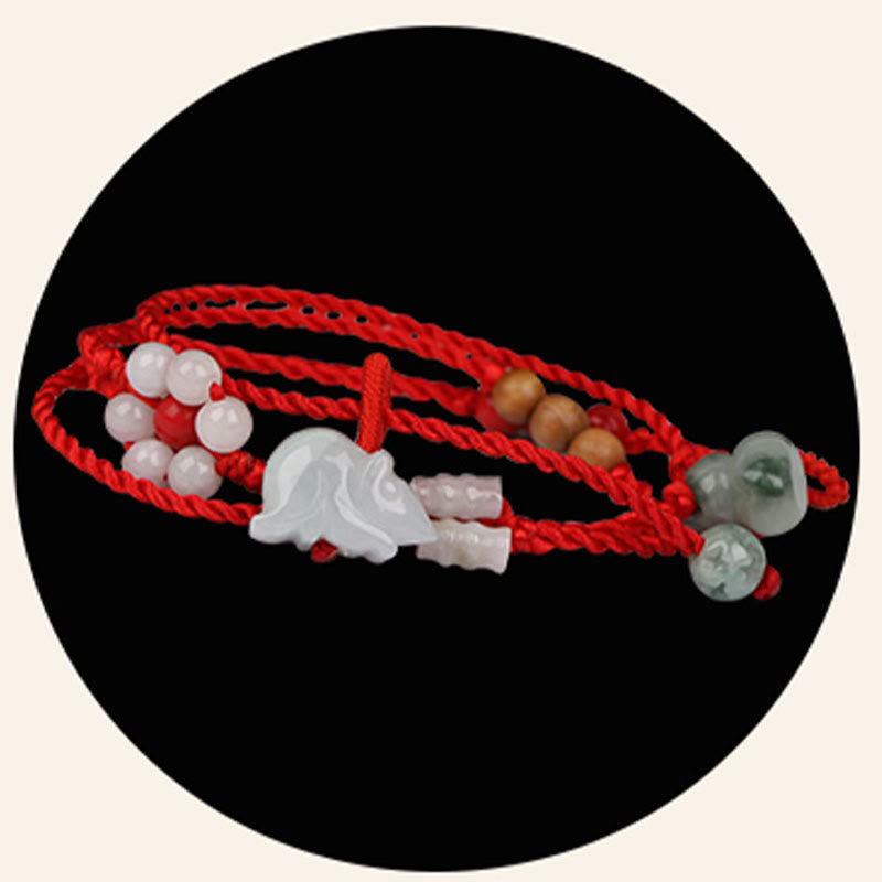 Chinese Zodiac Peach Wood Blessing Red String Belly Chain