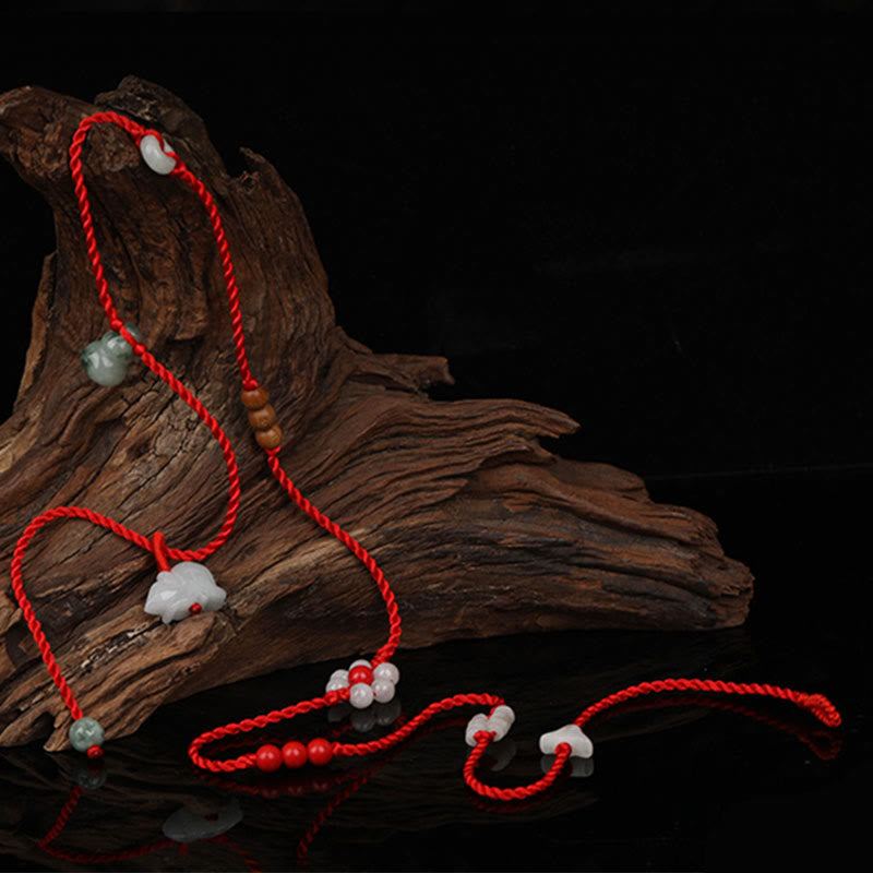 Chinese Zodiac Peach Wood Blessing Red String Belly Chain