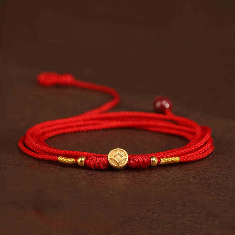 999 Solid Gold Red String Belly Chain