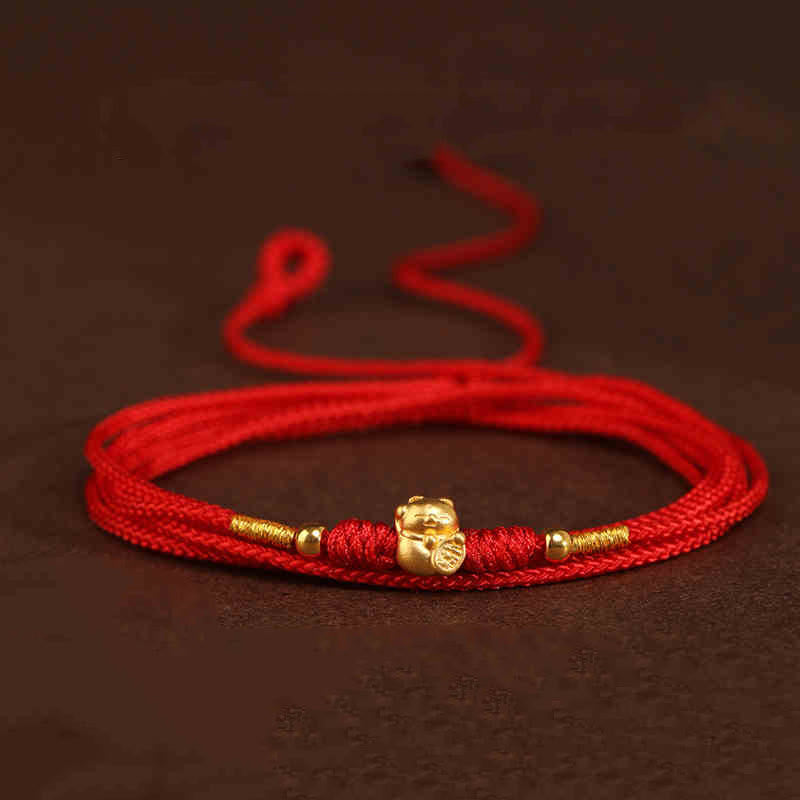 999 Solid Gold Red String Belly Chain