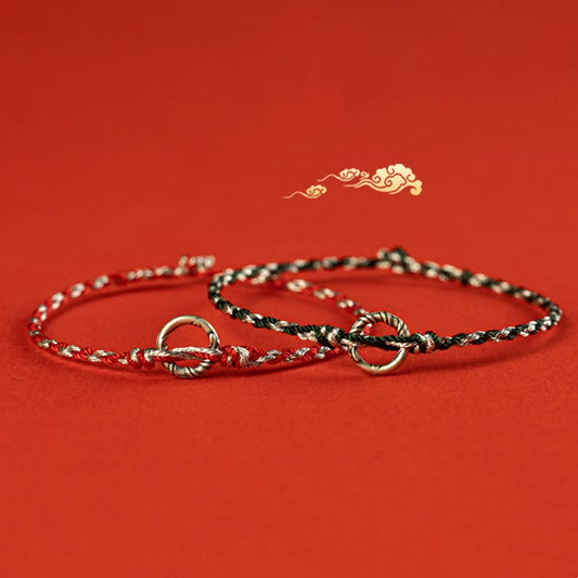 925 Sterling Silver Peace Buckle Luck String Bracelet