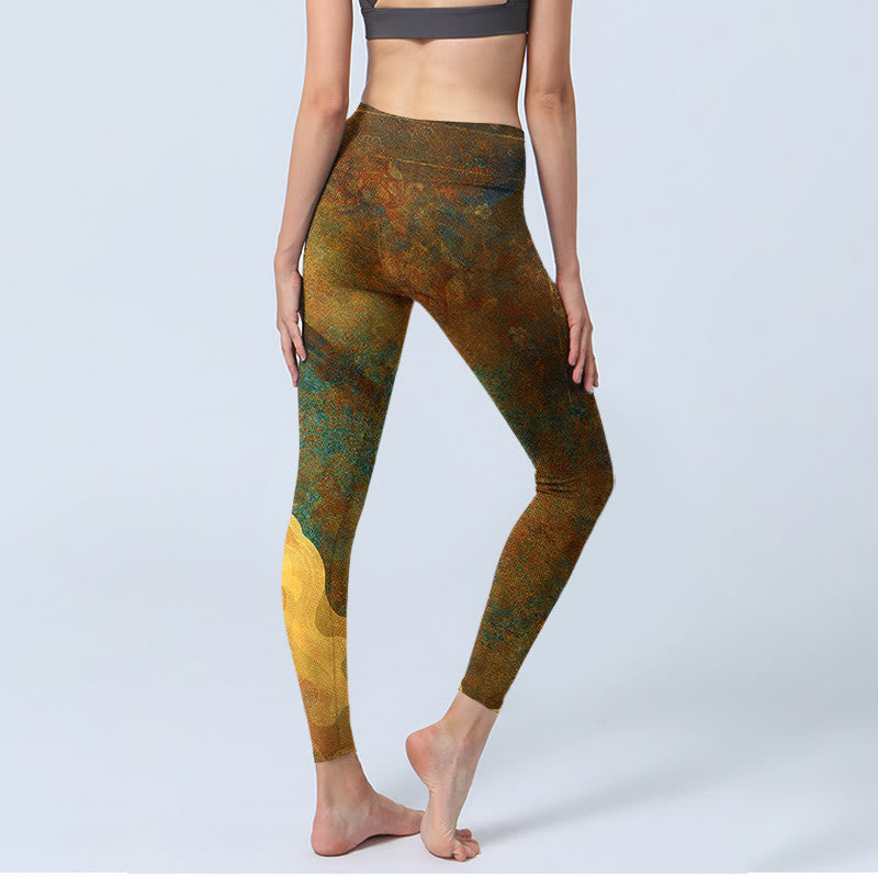 Auspicious Clouds Print Lycra Fabric Fitness Leggings Women's Yoga Pants