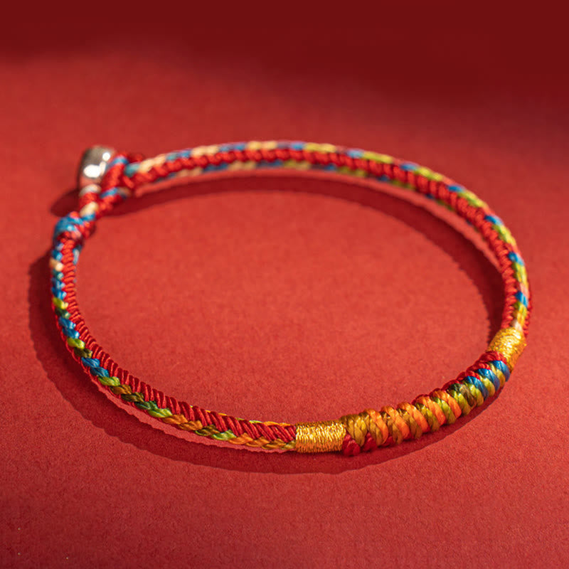 Multicolor Red String Alloy 925 Sterling Silver Buckle Protection Bracelet
