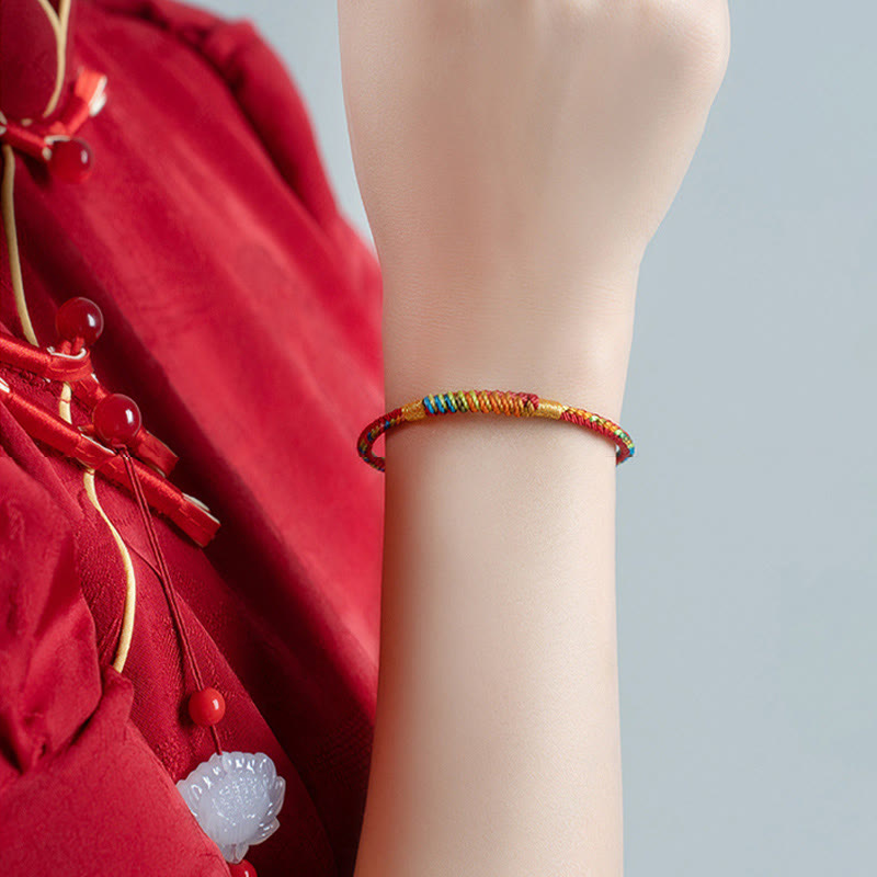 Multicolor Red String Alloy 925 Sterling Silver Buckle Protection Bracelet