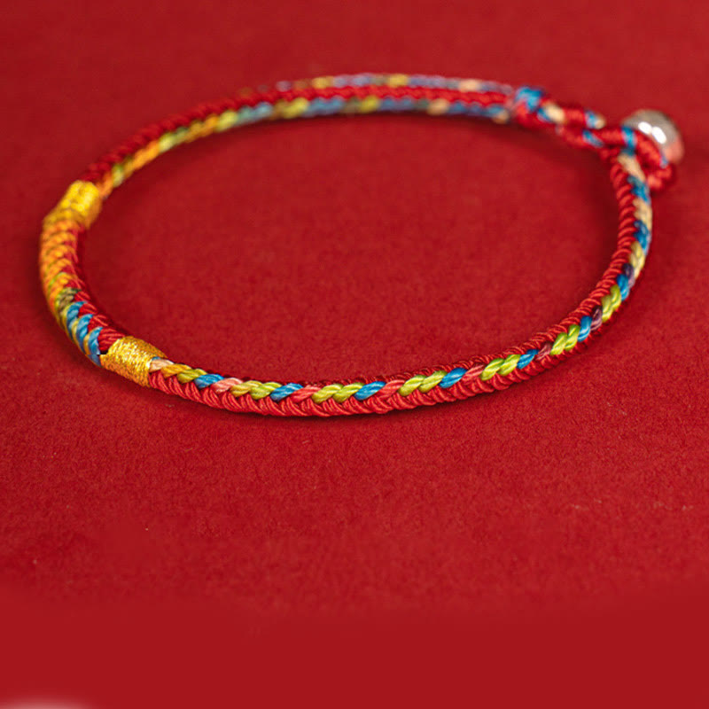 Multicolor Red String Alloy 925 Sterling Silver Buckle Protection Bracelet