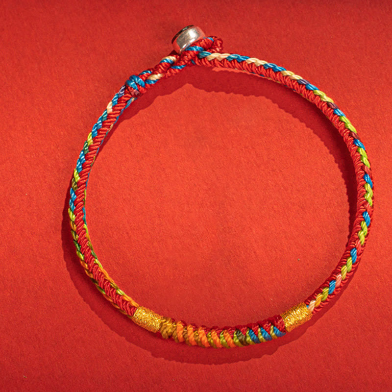 Multicolor Red String Alloy 925 Sterling Silver Buckle Protection Bracelet