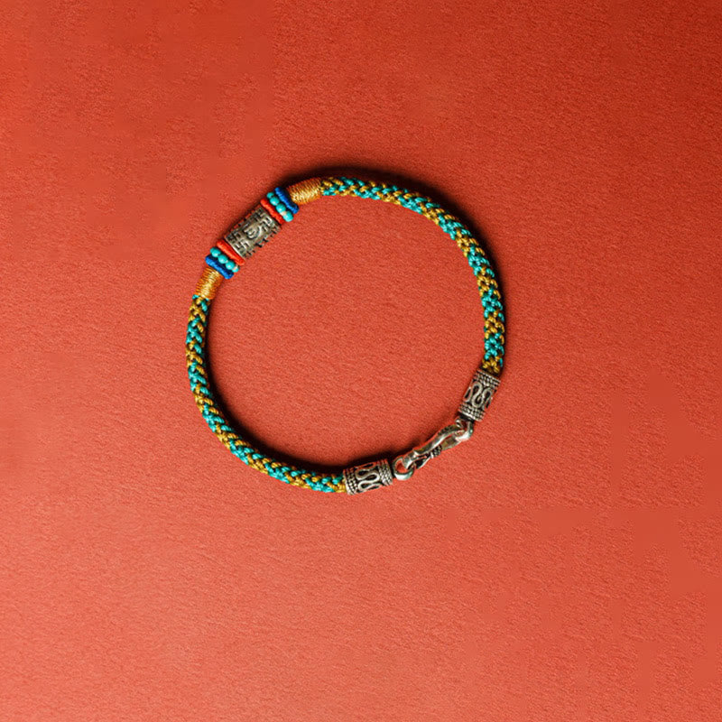 Colorful String Six True Words 925 Silver Focus Bracelet