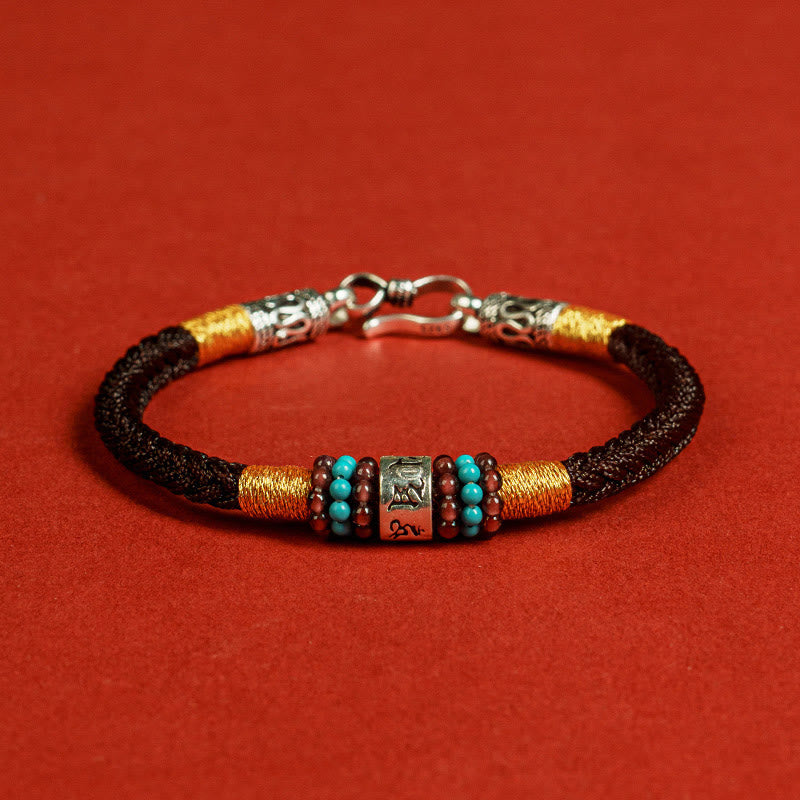 Red String Black String Six True Words 925 Sterling Silver Connection Bracelet