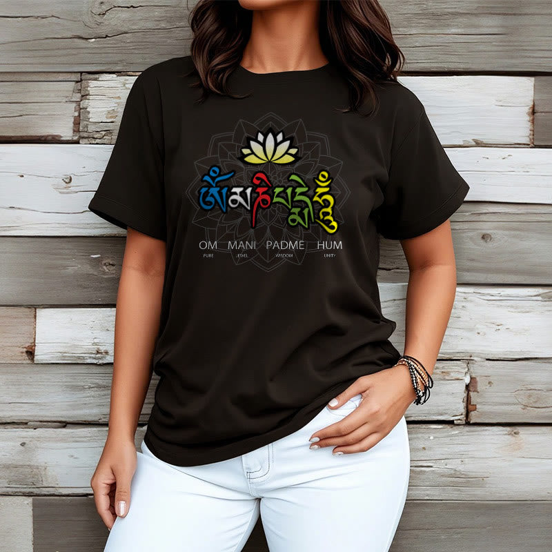Om Mani Padme Hum Lotus Tee T-shirt