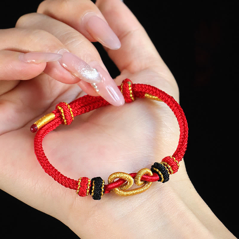 Handmade Ingot Pattern Braided String Protection Bracelet