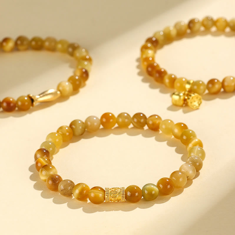 Tiger Eye Fu Character Bamboo Koi Fish Lotus Om Mani Padme Hum Protection Bracelet