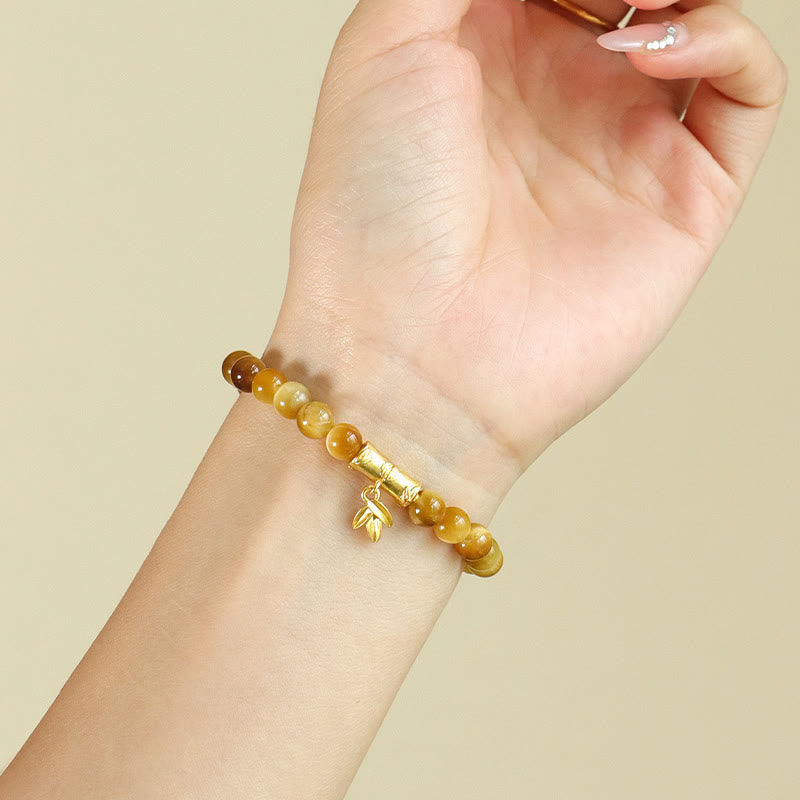 Tiger Eye Fu Character Bamboo Koi Fish Lotus Om Mani Padme Hum Protection Bracelet