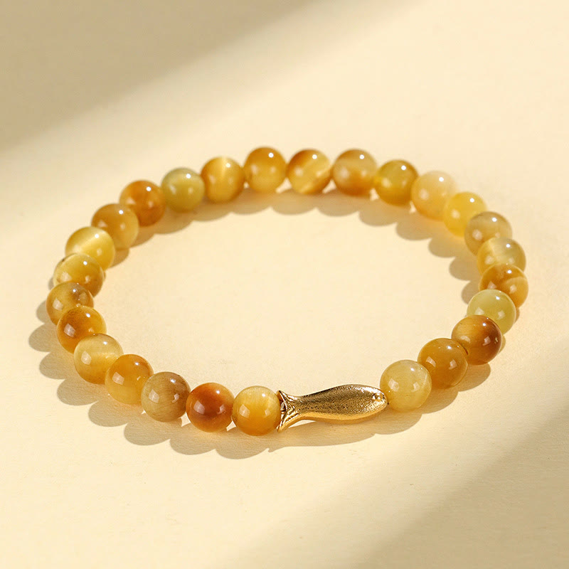 Tiger Eye Fu Character Bamboo Koi Fish Lotus Om Mani Padme Hum Protection Bracelet