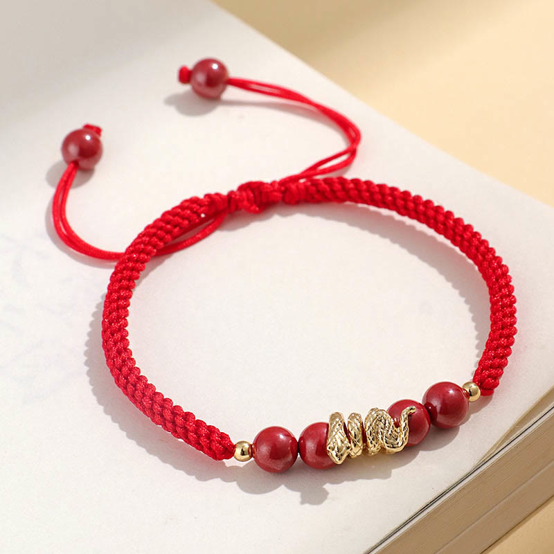 Cinnabar Handmade Year Of Snake String Protection Braided Bracelet