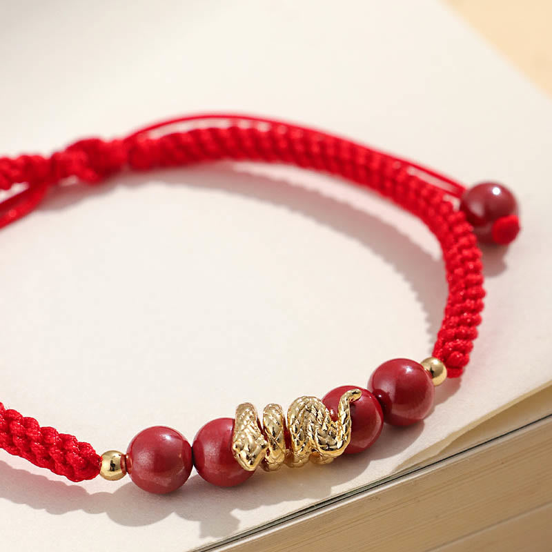 Cinnabar Handmade Year Of Snake String Protection Braided Bracelet