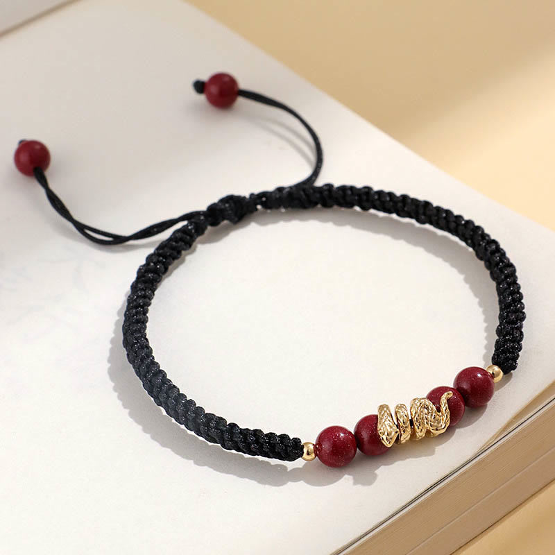 Cinnabar Handmade Year Of Snake String Protection Braided Bracelet