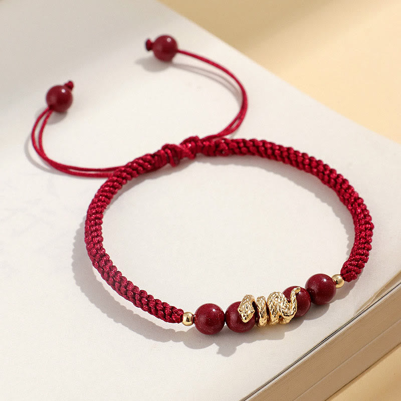 Cinnabar Handmade Year Of Snake String Protection Braided Bracelet