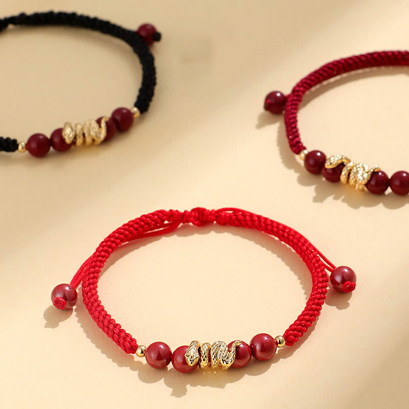 Cinnabar Handmade Year Of Snake String Protection Braided Bracelet