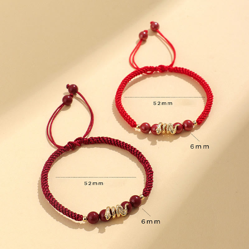 Cinnabar Handmade Year Of Snake String Protection Braided Bracelet