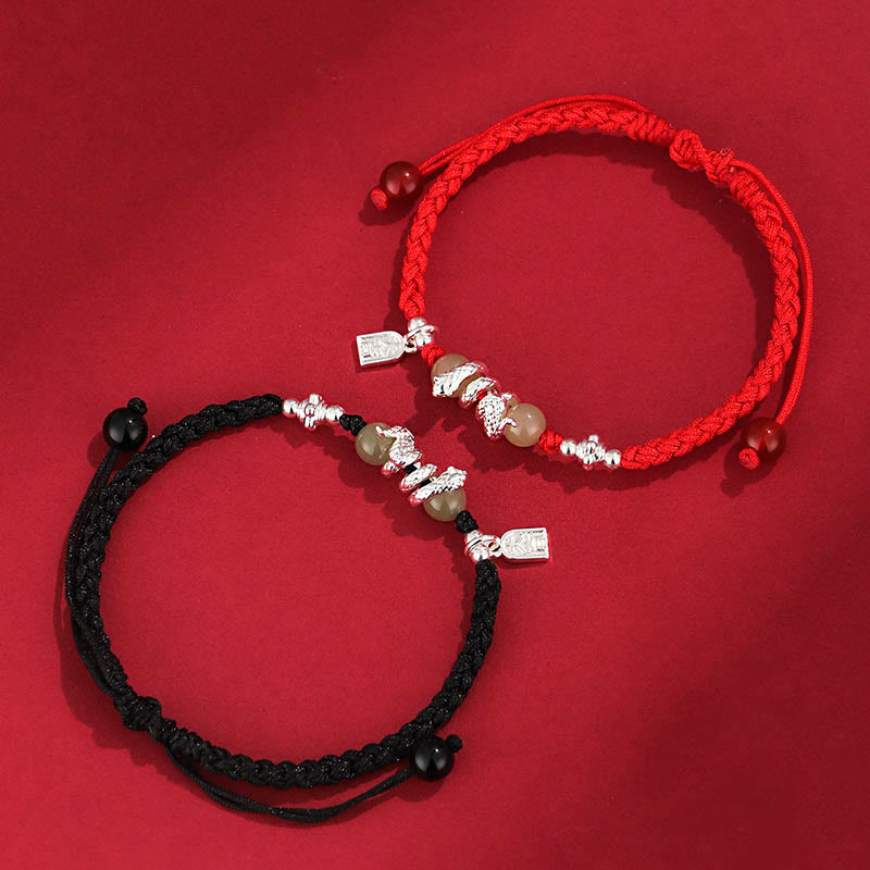 Hetian Jade Year of the Snake String Protection Braided Bracelet