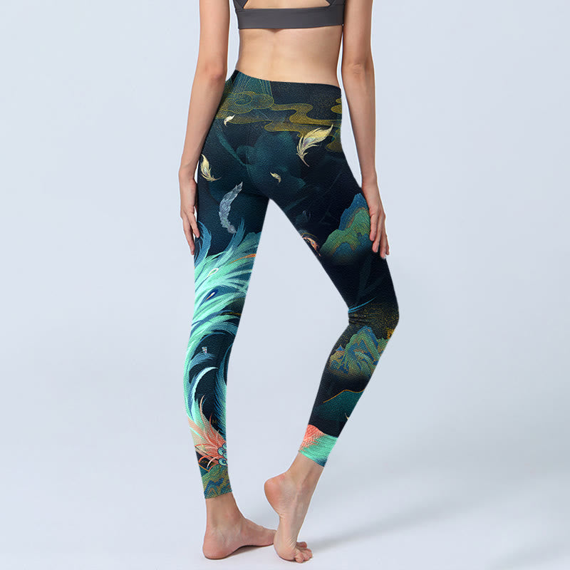Mountains Phoenix Feather Exercise Leggings Women's Yoga Pants