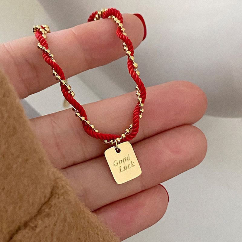 Red String Gold Plated Copper Good Luck Strength Bracelet