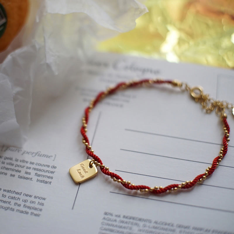 Red String Gold Plated Copper Good Luck Strength Bracelet