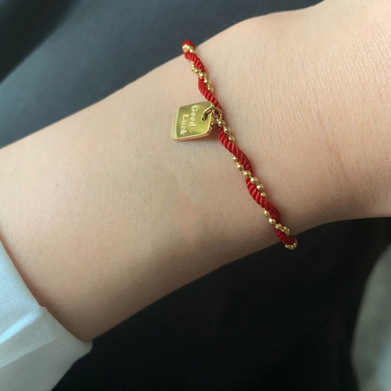 Red String Gold Plated Copper Good Luck Strength Bracelet