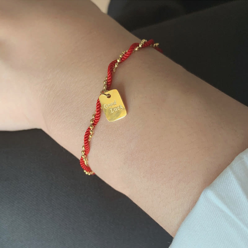 Red String Gold Plated Copper Good Luck Strength Bracelet