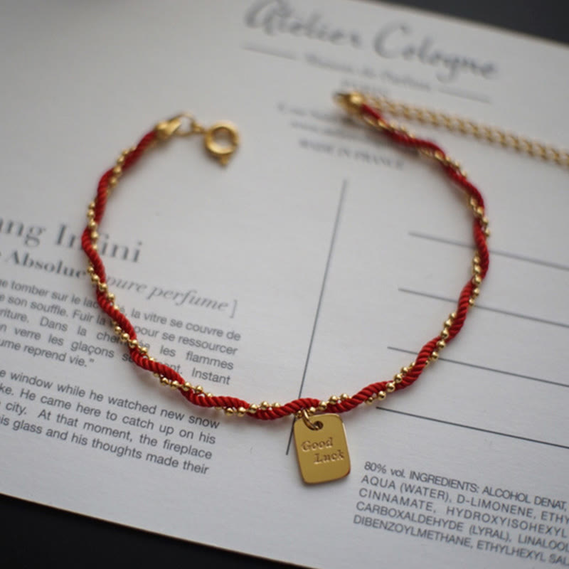 Red String Gold Plated Copper Good Luck Strength Bracelet