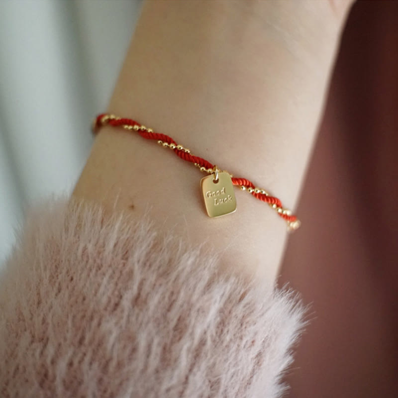 Red String Gold Plated Copper Good Luck Strength Bracelet