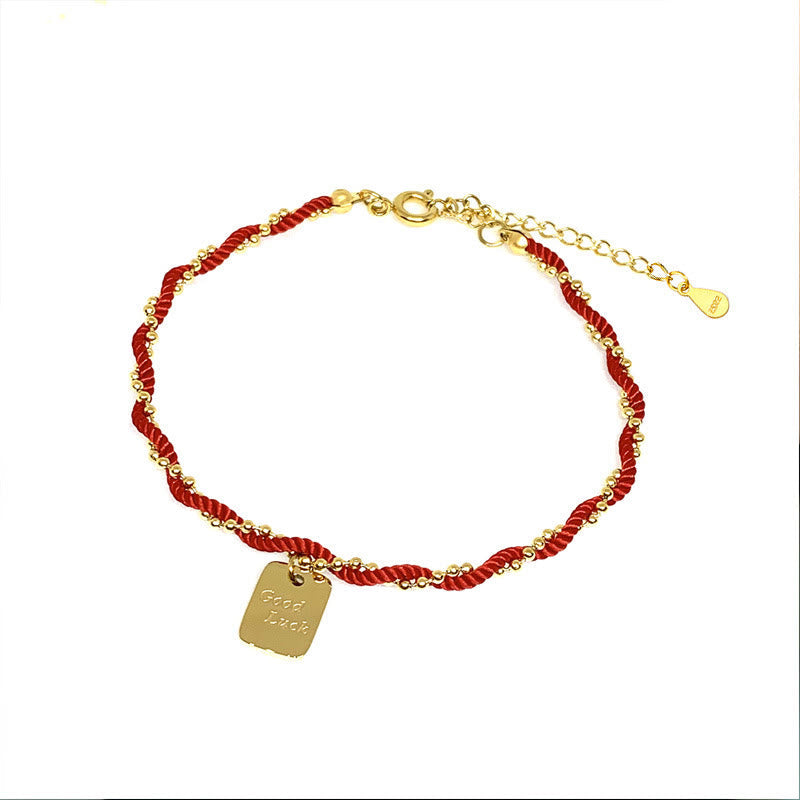 Red String Gold Plated Copper Good Luck Strength Bracelet