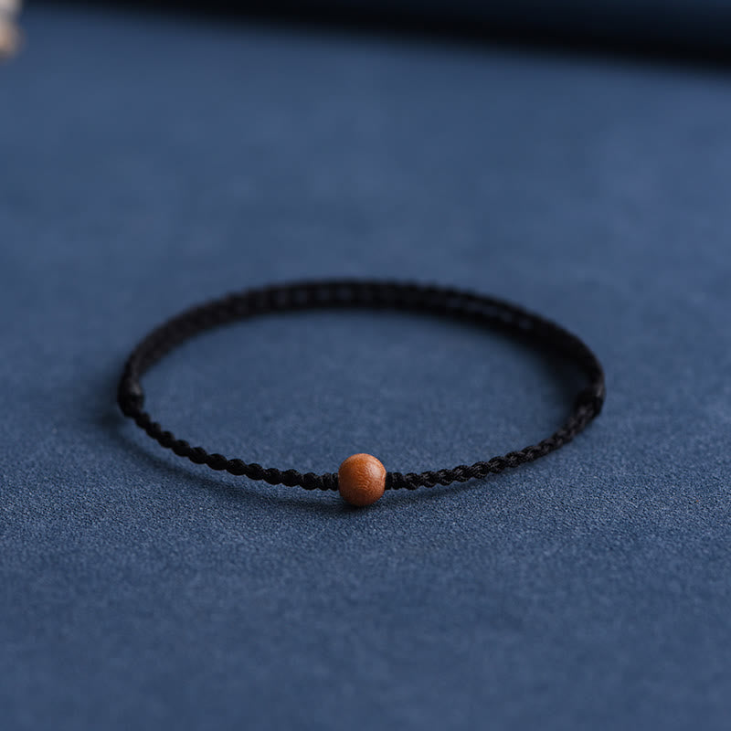 Natural Peach Wood Bead Ward Off Evil Spirits Braided Bracelet